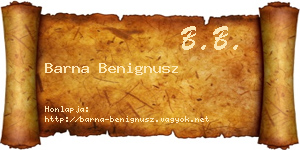 Barna Benignusz névjegykártya